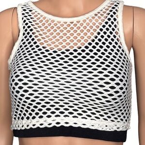 SHEIN White Mesh Sleeveless Crop Top Size 2
